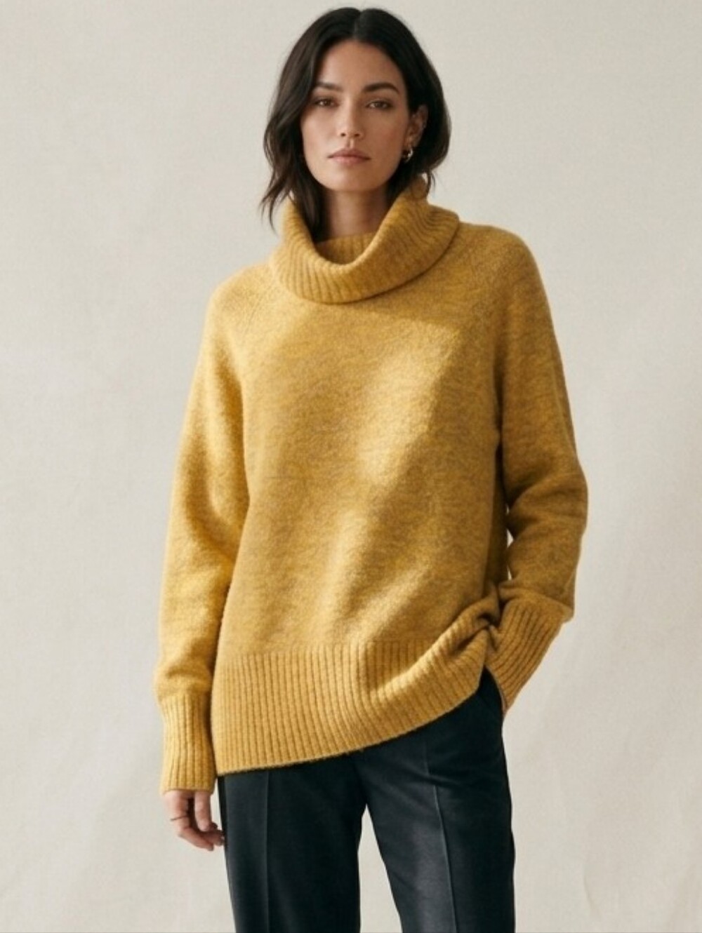 Aritzia The Group by Babaton Oversized Sweater Funnel Neck yellow mustard small